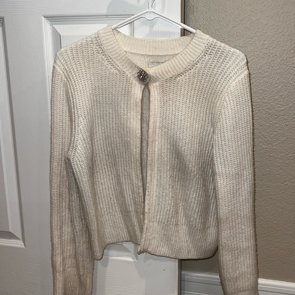 Abercrombie & Fitch Cream Cardigan with Jewel Button
